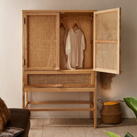 Thumbnail for Rattan Solid Wood Wardrobe - Casatrail.com