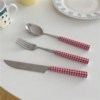 Thumbnail for Red Plaid Stainless Steel Cutlery Set - Casatrail.com