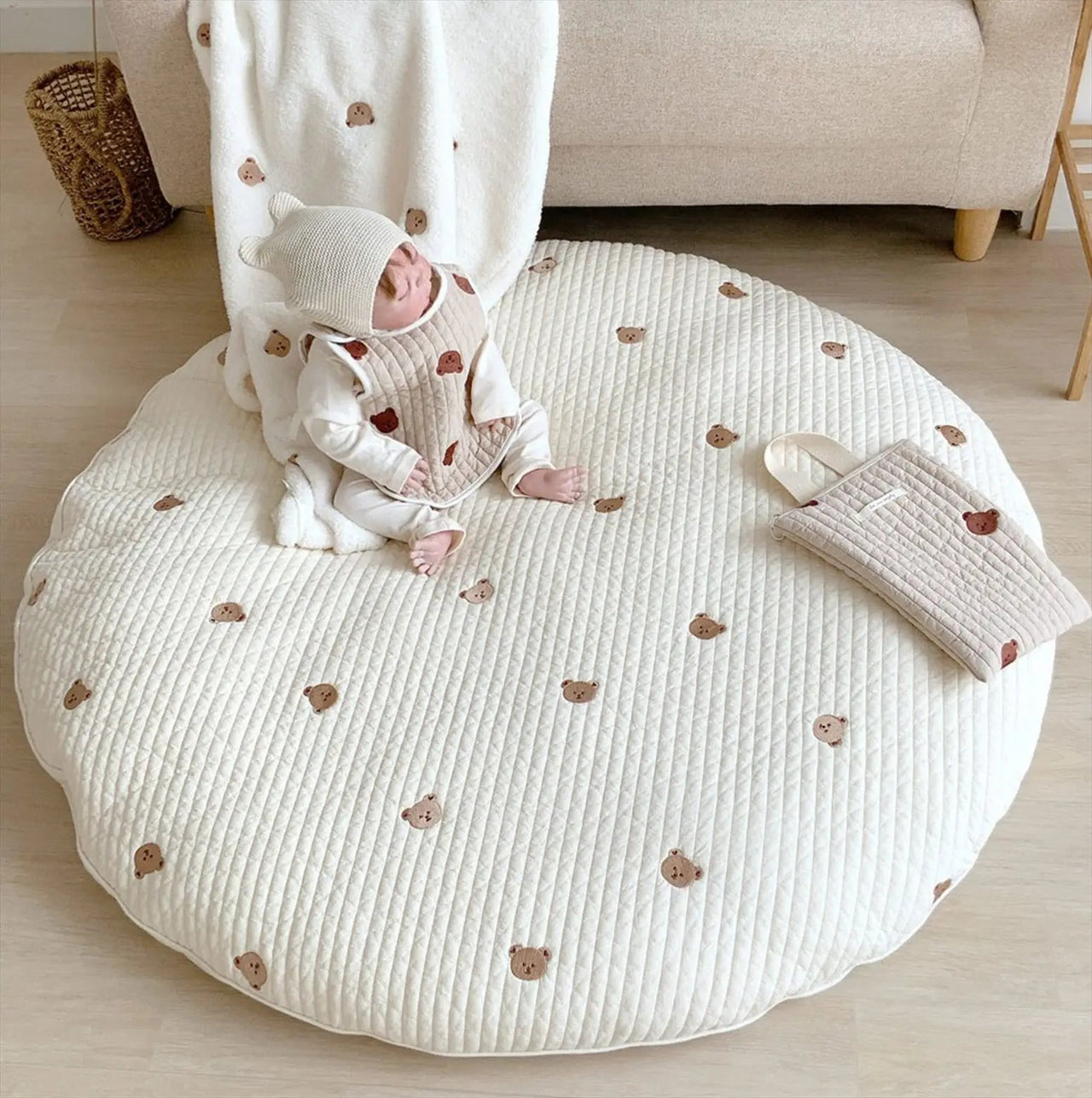 Removable Washable Rabbit Flower Embroidered Rug - Casatrail.com