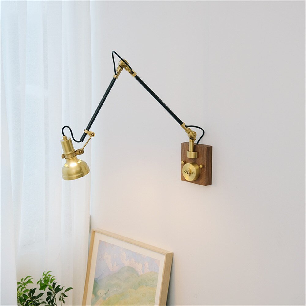 Retro Copper Wall Light with Adjustable Long Swing Arm - Casatrail.com