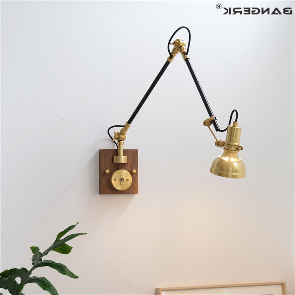 Retro Copper Wall Light with Adjustable Long Swing Arm - Casatrail.com