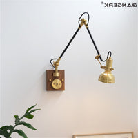 Thumbnail for Retro Copper Wall Light with Adjustable Long Swing Arm - Casatrail.com