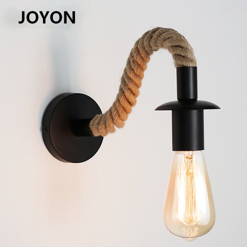 Retro E27 Hemp Rope Bedroom Wall Light - Casatrail.com