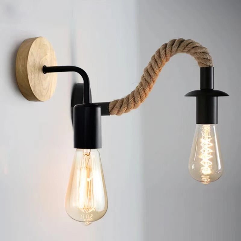 Retro E27 Hemp Rope Bedroom Wall Light - Casatrail.com