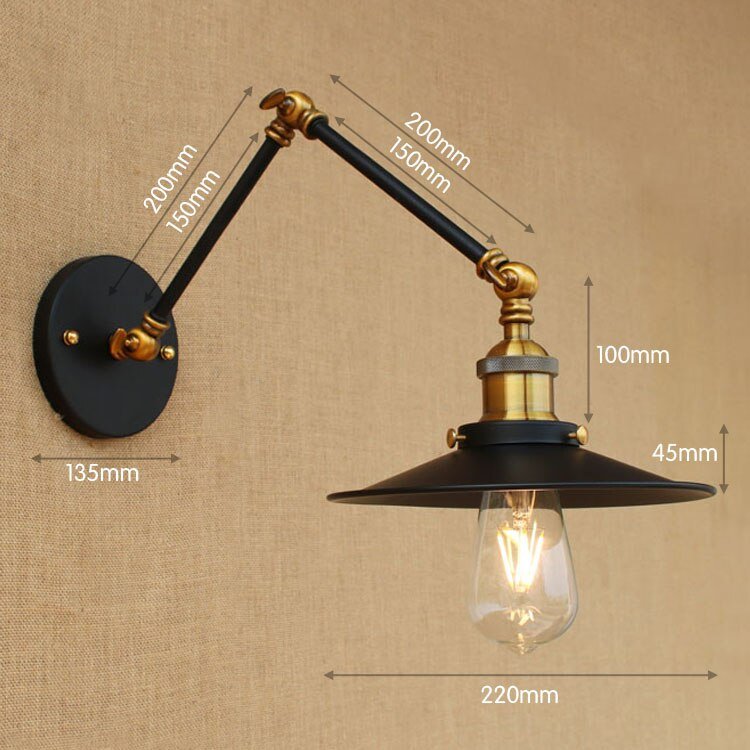 Retro Loft Industrial Wall Lamp with Swing Arm - Casatrail.com