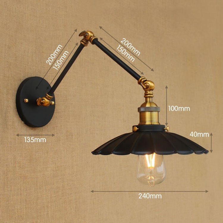 Retro Loft Industrial Wall Lamp with Swing Arm - Casatrail.com