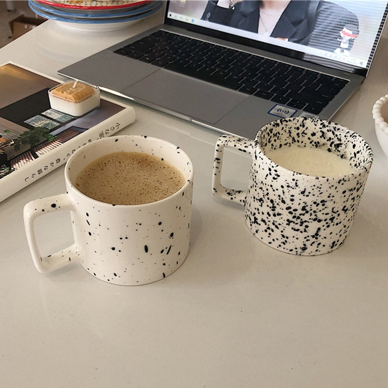 Retro Splash Ink Wave Dot Coffee Mug - Casatrail.com