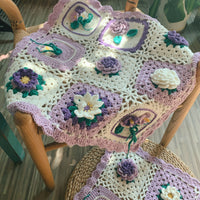 Thumbnail for Retro Wisteria Gardenia Crochet Blanket - Casatrail.com