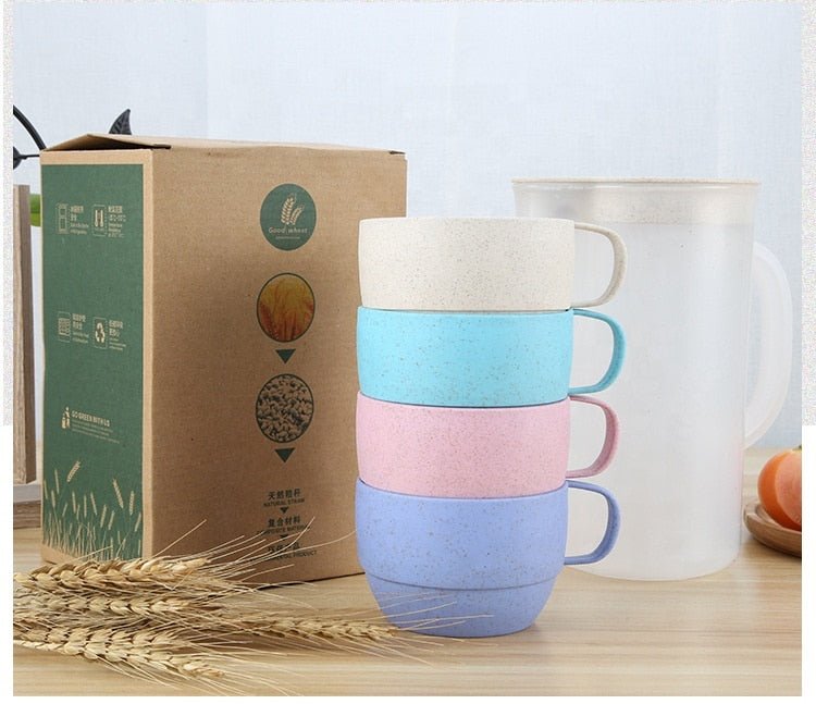 Reusable Biodegradable Wheat Straw Drinking Cup Set - Casatrail.com