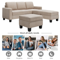 Thumbnail for Reversible Double Chaise Sectional Sofa with Ottoman - Casatrail.com