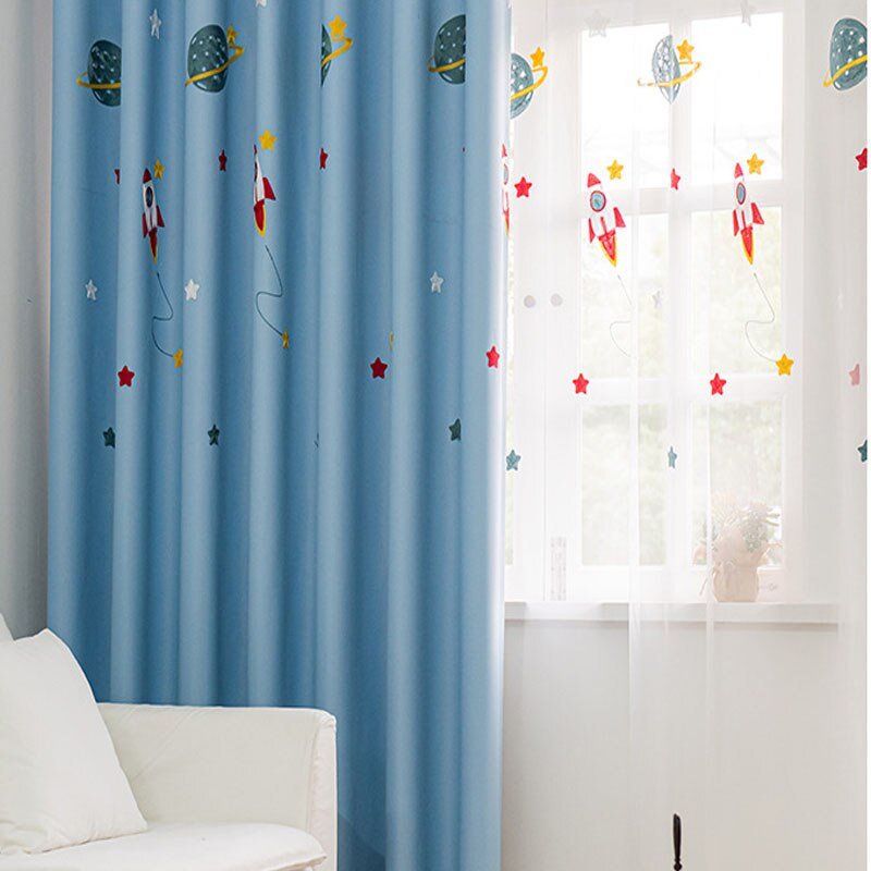 Rocket Spaceship Printed Curtain - Casatrail.com