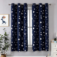 Thumbnail for Room Darkening Curtains with Silver Star Moon - Casatrail.com