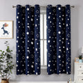 Room Darkening Curtains with Silver Star Moon