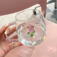Thumbnail for Rose Cup Glass Water Cup for Home Office - 380ml - Casatrail.com