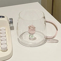 Thumbnail for Rose Cup Glass Water Cup for Home Office - 380ml - Casatrail.com