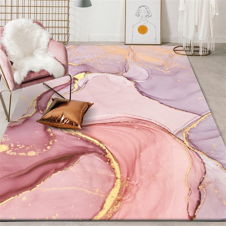 Rose Gold Oil Painting Rug for Romantic Bedroom - Casatrail.com