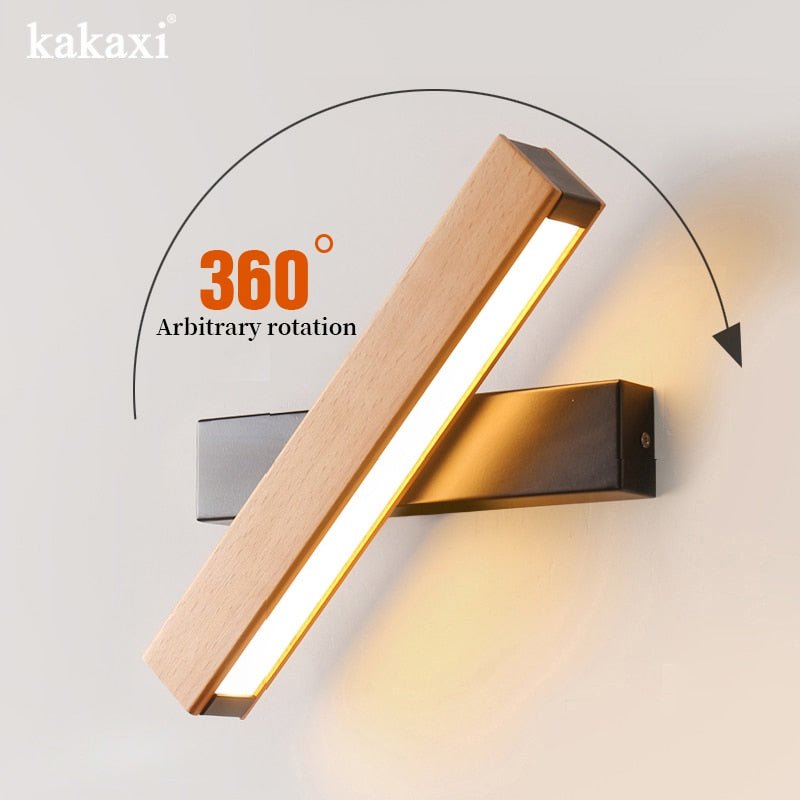 Rotatable Wall Lamp Nordic Solid Wood LED Light - Casatrail.com