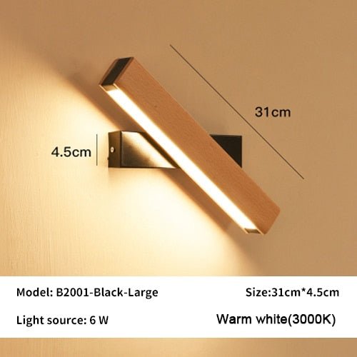 Rotatable Wall Lamp Nordic Solid Wood LED Light - Casatrail.com