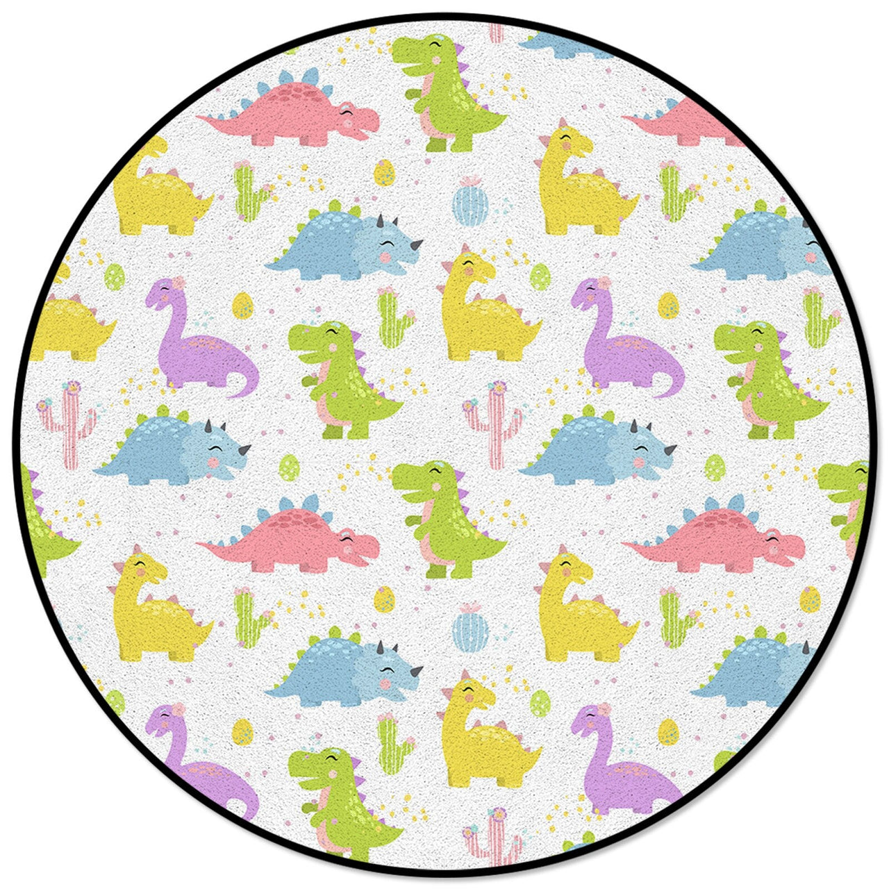 Round Dinosaur Blue Pattern Rug - Casatrail.com