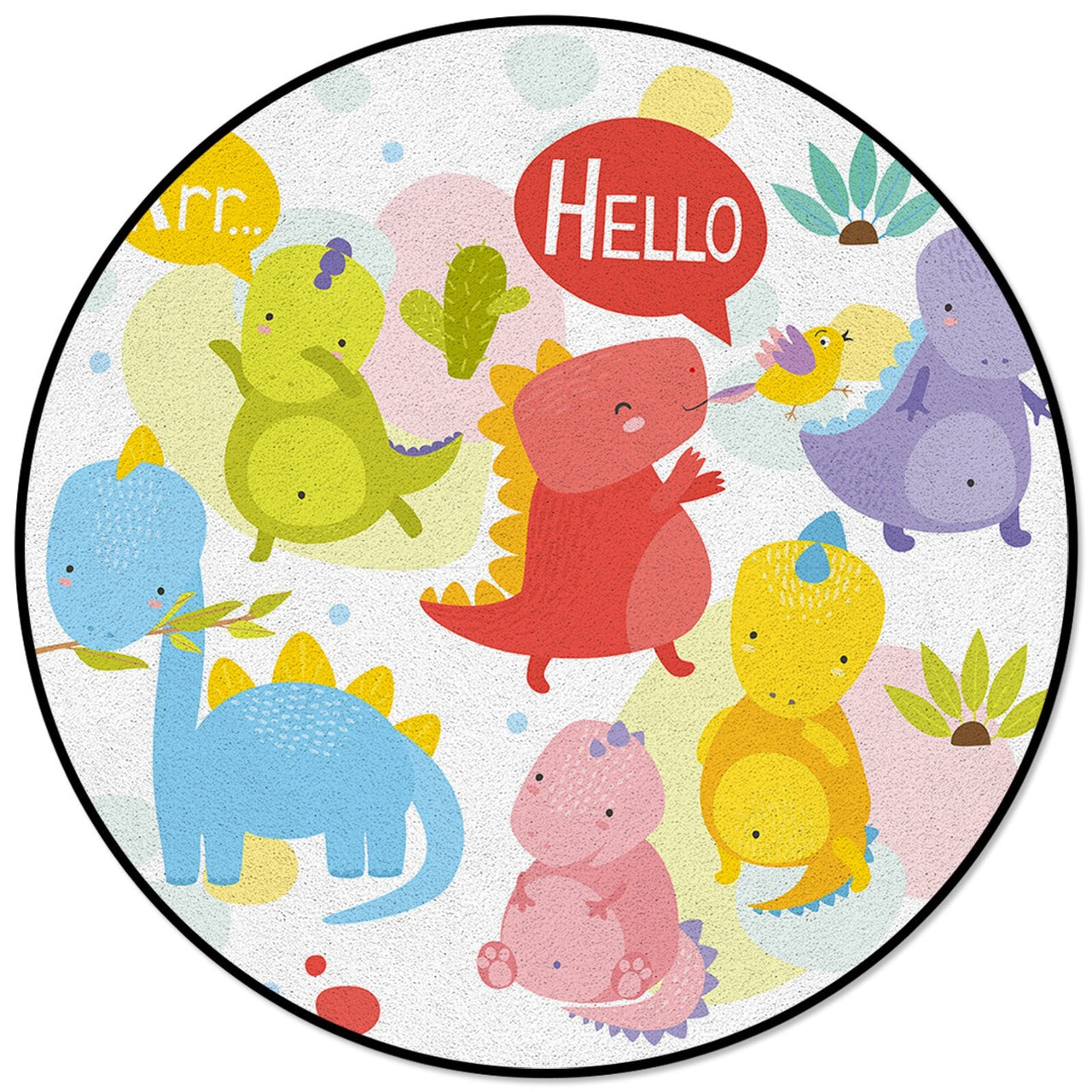 Round Dinosaur Blue Pattern Rug - Casatrail.com