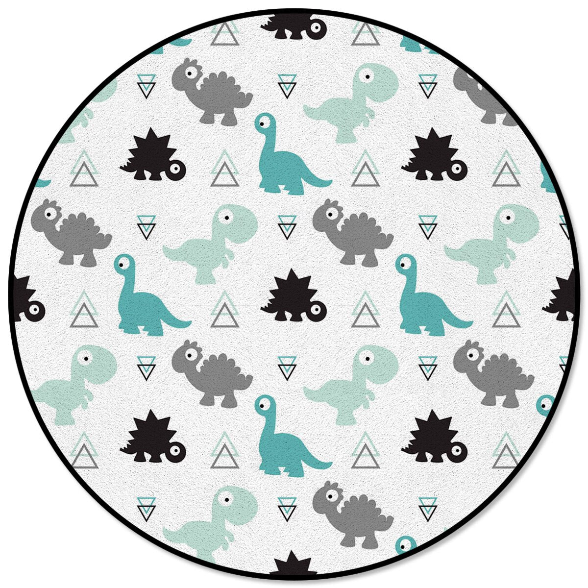 Round Dinosaur Blue Pattern Rug - Casatrail.com