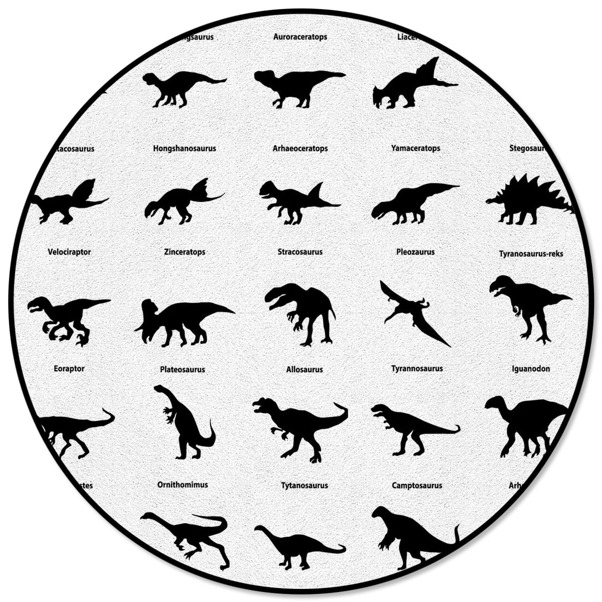 Round Dinosaur Blue Pattern Rug - Casatrail.com