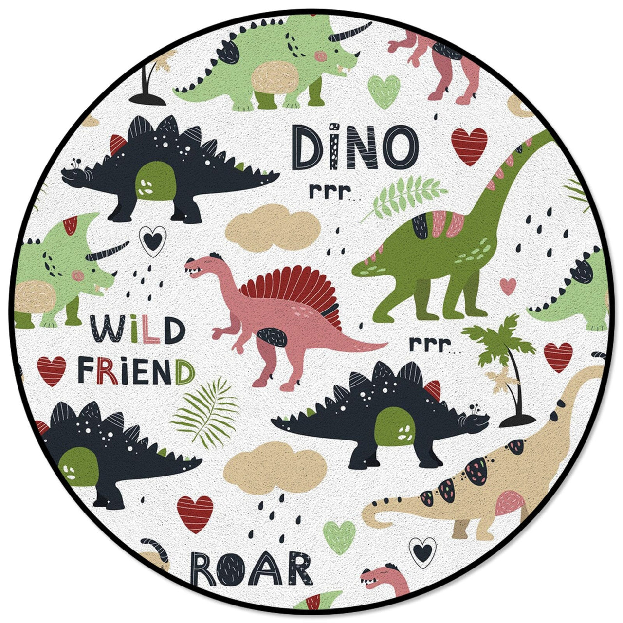 Round Dinosaur Blue Pattern Rug - Casatrail.com