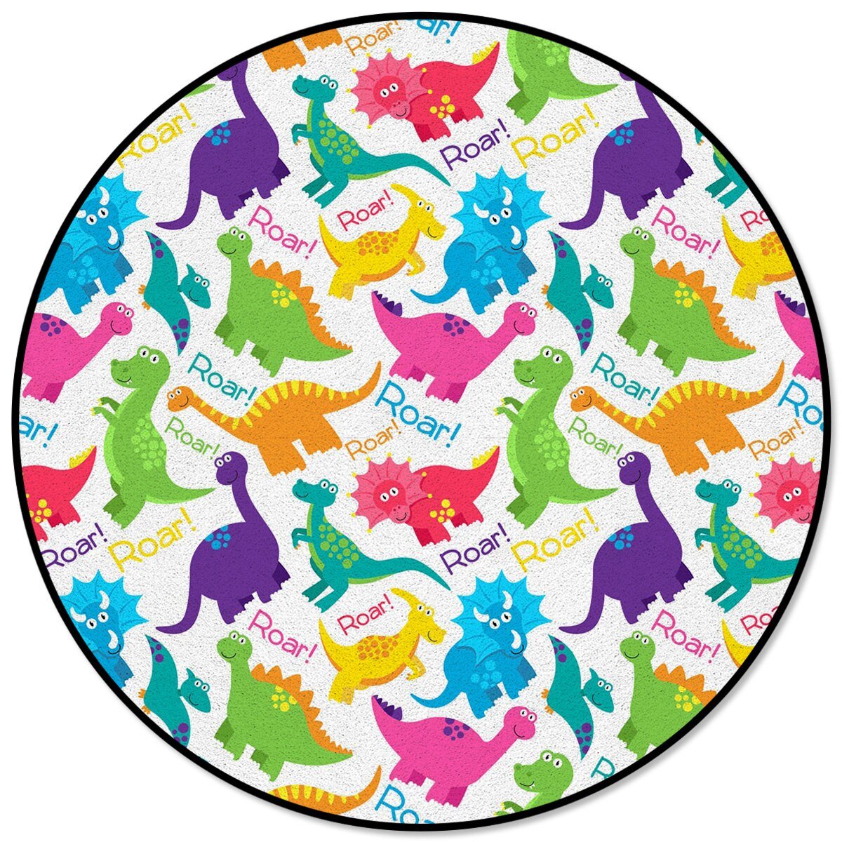 Round Dinosaur Blue Pattern Rug - Casatrail.com