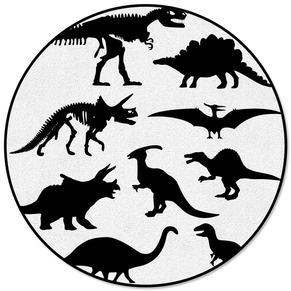 Round Dinosaur Blue Pattern Rug - Casatrail.com