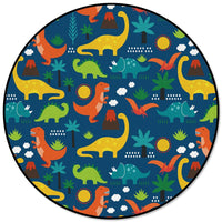 Thumbnail for Round Dinosaur Blue Pattern Rug - Casatrail.com