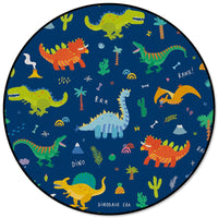 Thumbnail for Round Dinosaur Blue Pattern Rug - Casatrail.com