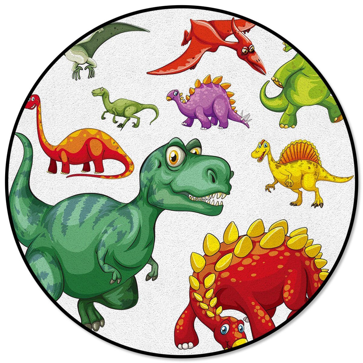 Round Dinosaur Blue Pattern Rug - Casatrail.com