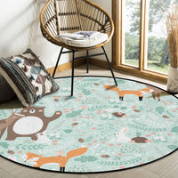 Thumbnail for Round Rug with Forest Animals Print - Casatrail.com