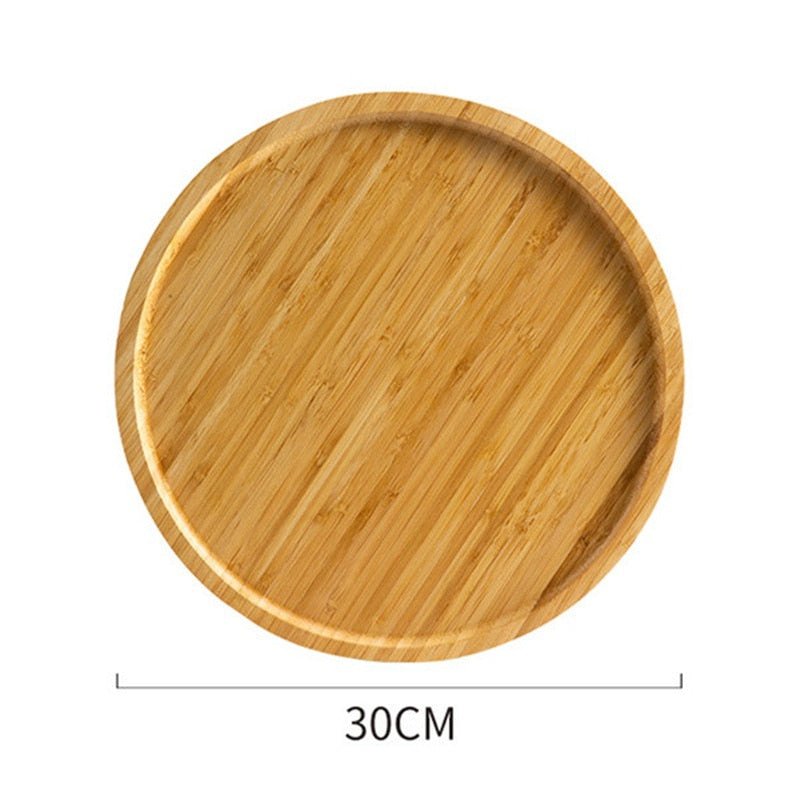 Round Wooden Serving Platter Tray - Casatrail.com