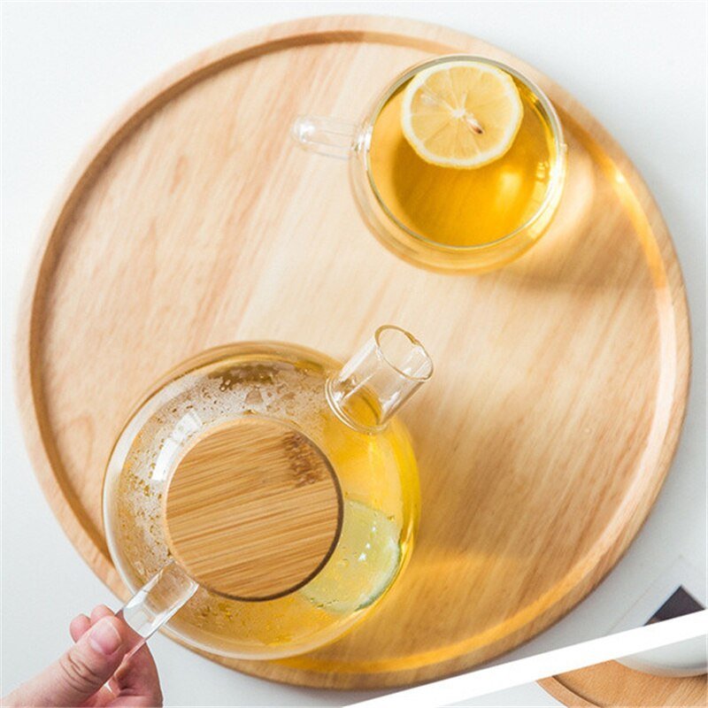 Round Wooden Serving Platter Tray - Casatrail.com