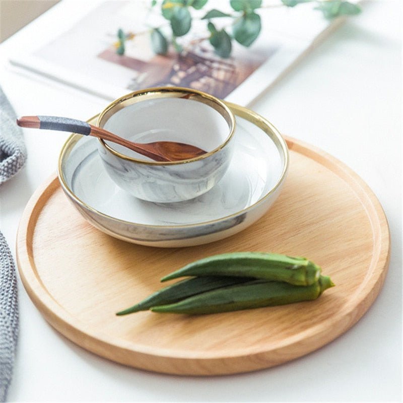 Round Wooden Serving Platter Tray - Casatrail.com