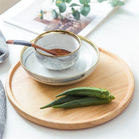 Thumbnail for Round Wooden Serving Platter Tray - Casatrail.com