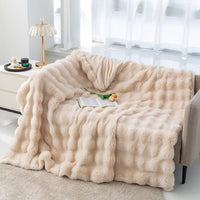 Thumbnail for Ruched Luxurious Faux Fur Throw Blanket - Casatrail.com