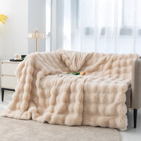 Thumbnail for Ruched Luxurious Faux Fur Throw Blanket - Casatrail.com