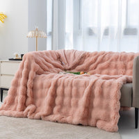 Thumbnail for Ruched Luxurious Faux Fur Throw Blanket - Casatrail.com