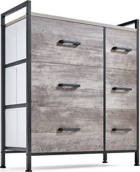 Thumbnail for Rustic Gray Fabric Dressing Table with 6 Drawers - Casatrail.com