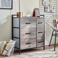 Thumbnail for Rustic Gray Fabric Dressing Table with 6 Drawers - Casatrail.com