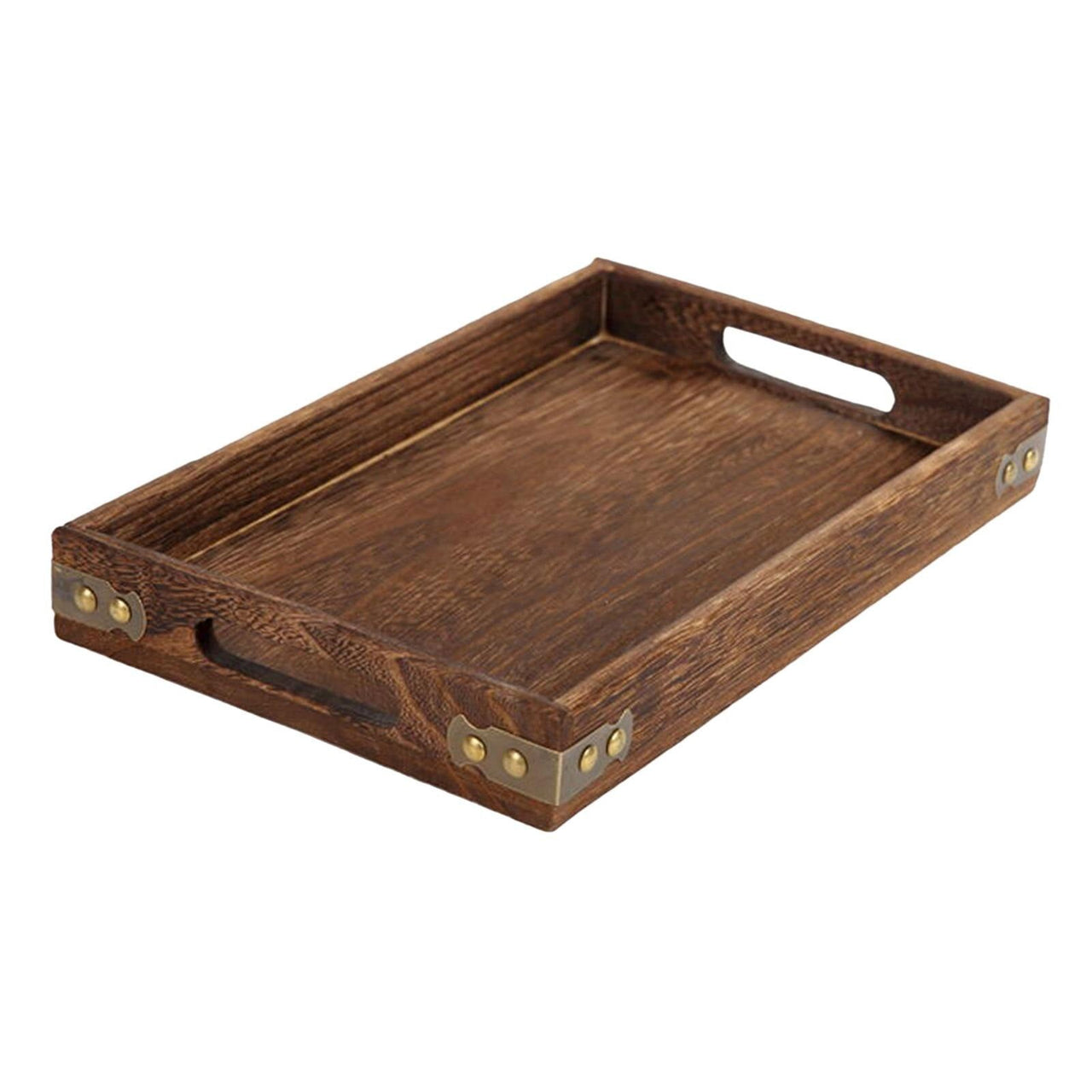 Rustic Rectangular Wooden Serving Tray with Handle - Casatrail.com