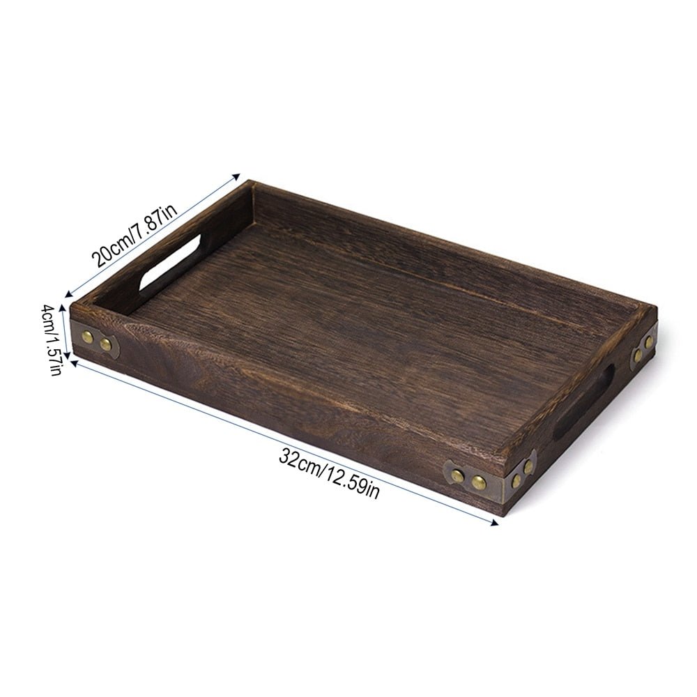 Rustic Wooden Serving Trays with Handle - Rectangular - Casatrail.com