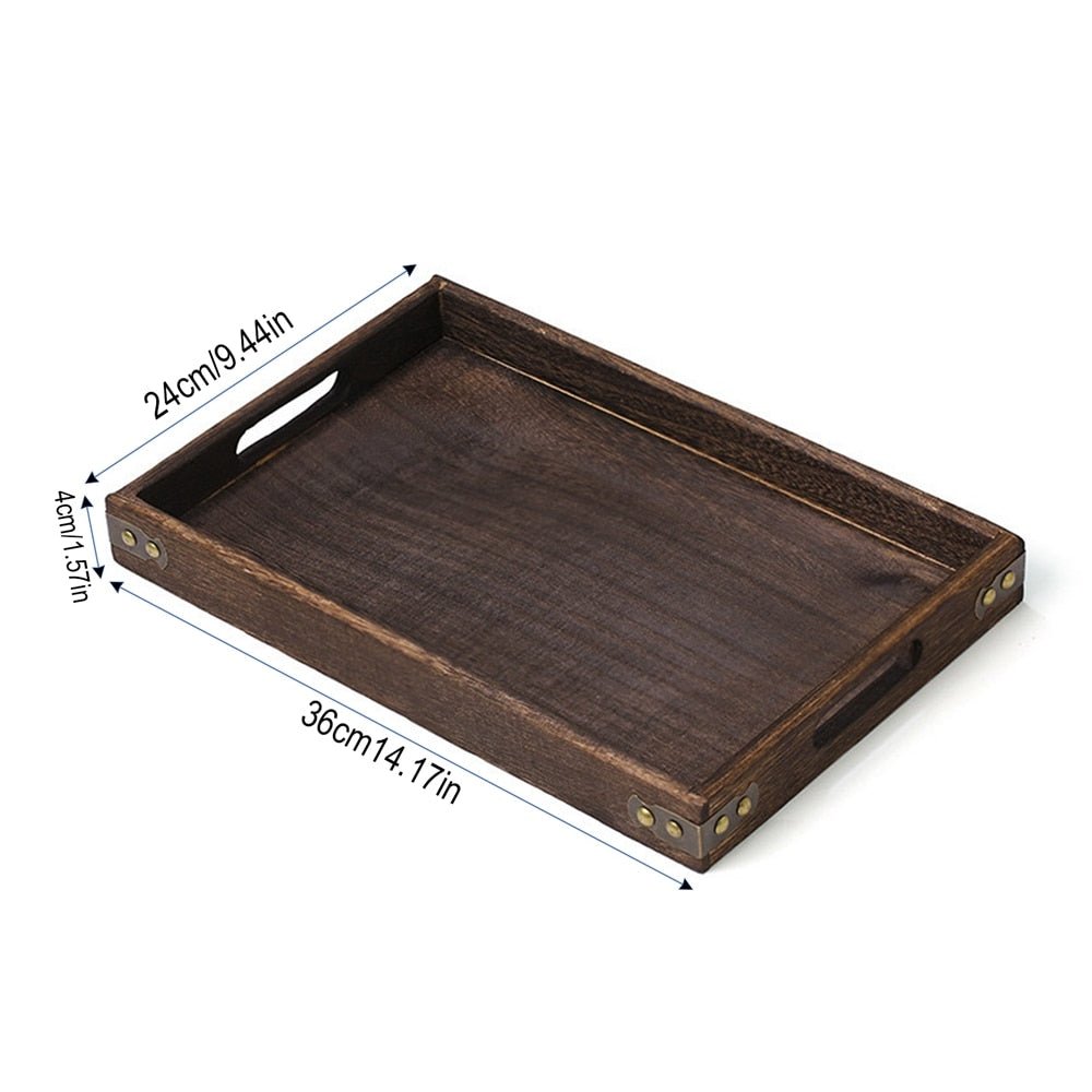 Rustic Wooden Serving Trays with Handle - Rectangular - Casatrail.com