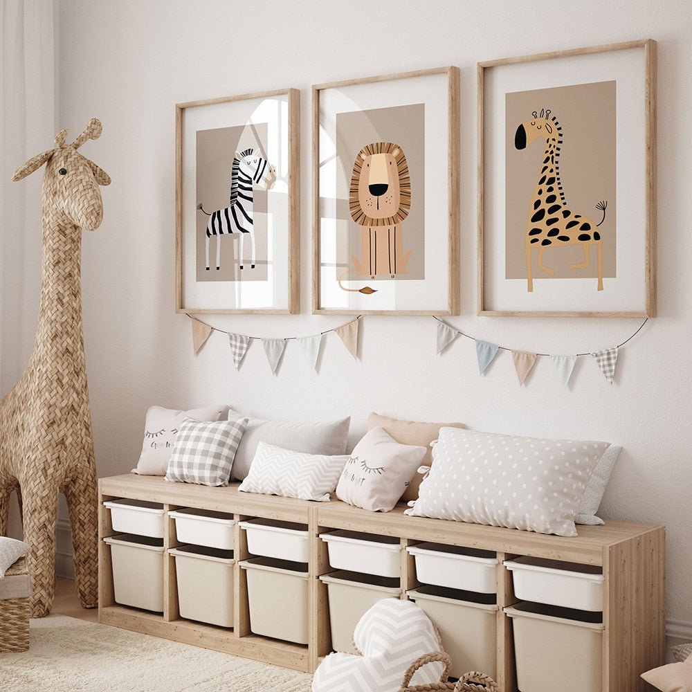 Safari Animals Canvas for Kids Nursery Bedroom - Casatrail.com