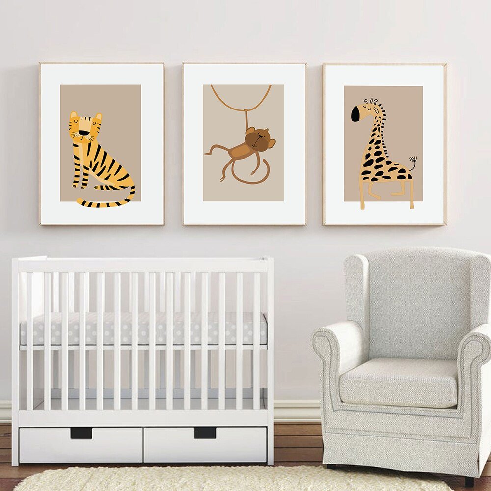 Safari Animals Canvas for Kids Nursery Bedroom - Casatrail.com