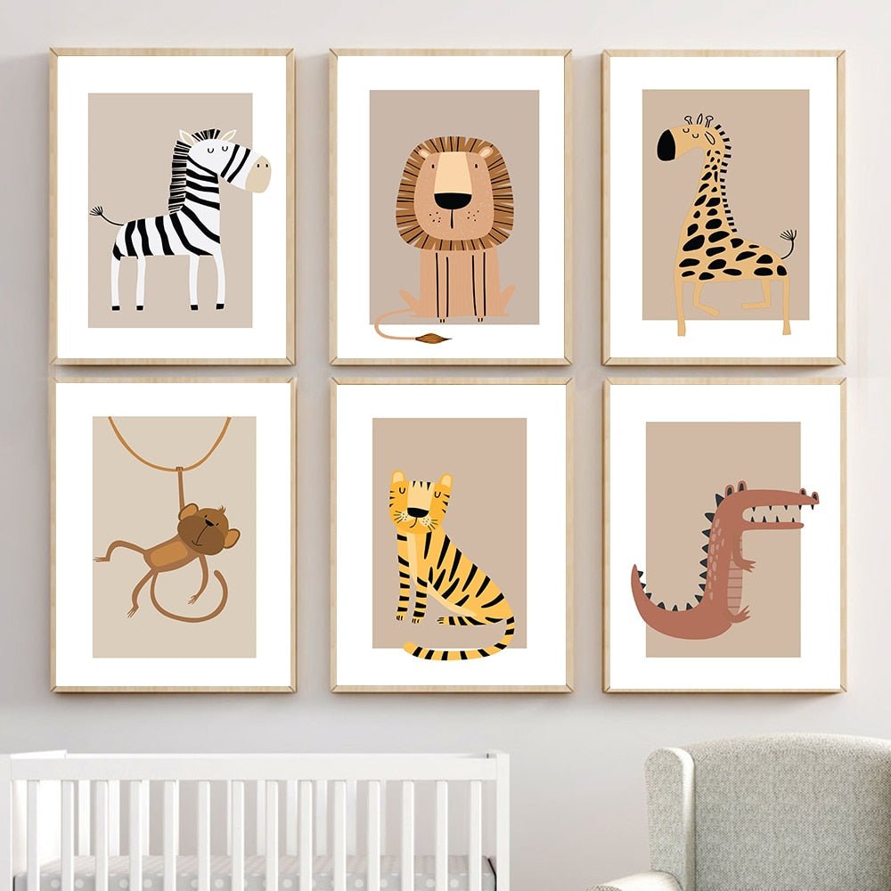 Safari Animals Canvas for Kids Nursery Bedroom - Casatrail.com