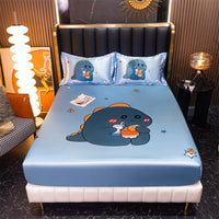 Thumbnail for Satin Bed Linen for Single Bed - Cartoon Fitted Sheet for Kids - Casatrail.com