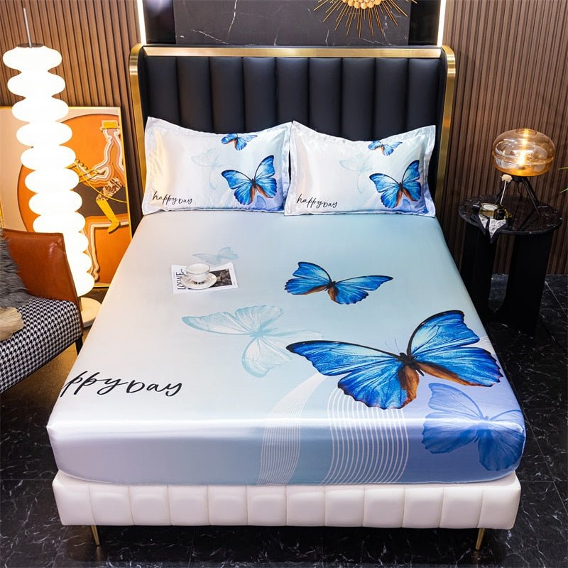 Satin Bed Linen for Single Bed - Cartoon Fitted Sheet for Kids - Casatrail.com